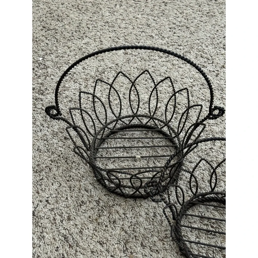 Black Metal Baskets With Handles Set Of 2